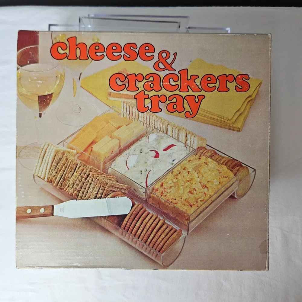 Vintage B and E Sales Clear Acrylic Cheese Crackers Meat Serving Tray MCM 703296